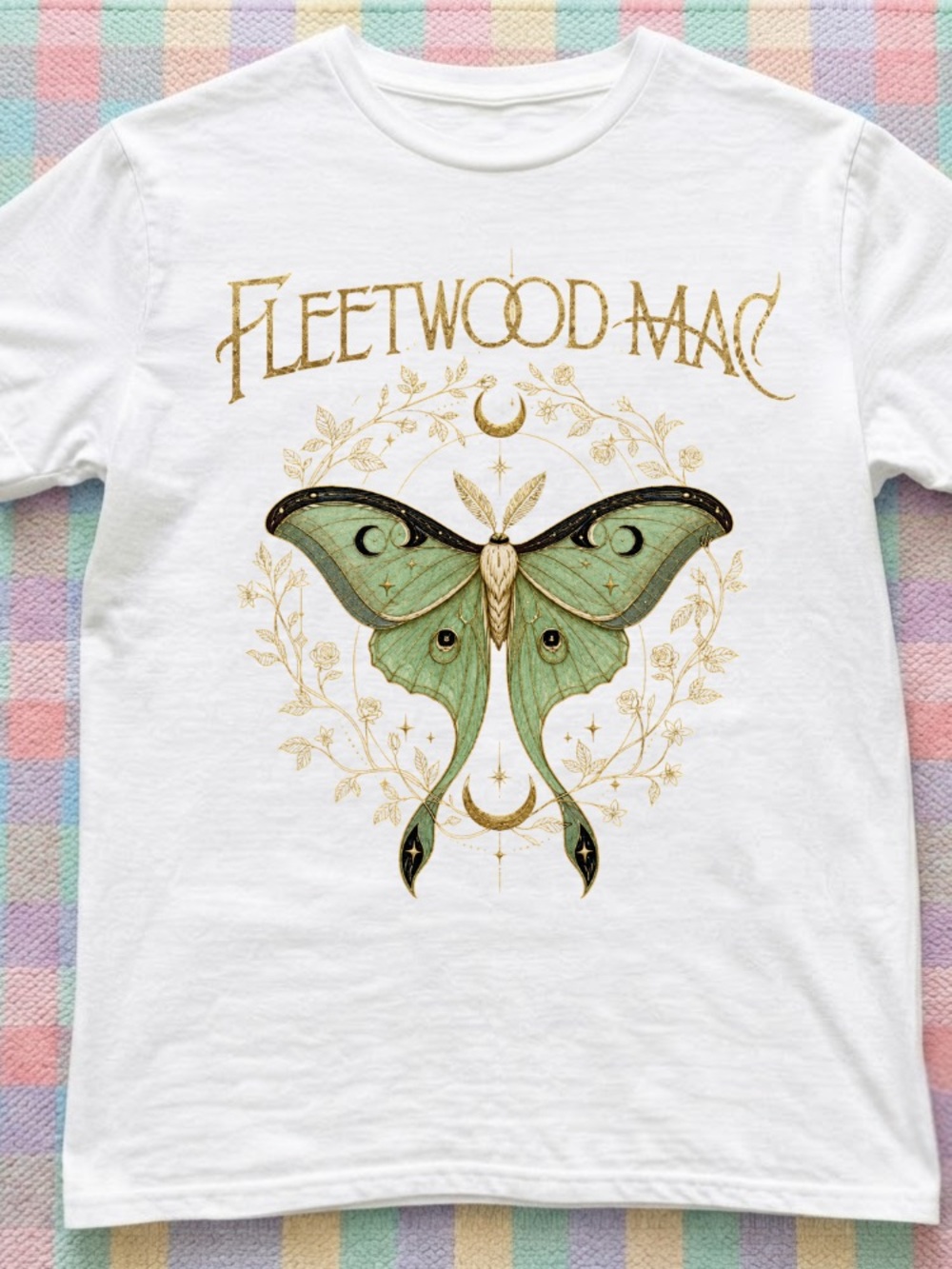 Fleetwood Mac Luna Moth Floral Tee | Classic Rock | Whimsical Nature | Band Love